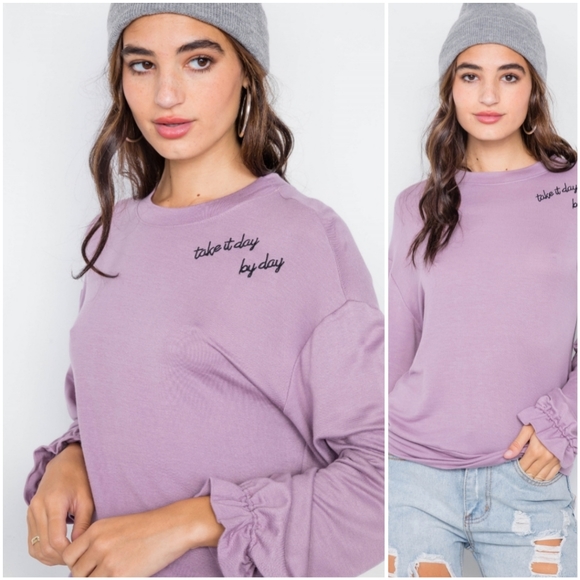 Le Lis Tops - 💜Soft Purple "Take It Day By Day" Top